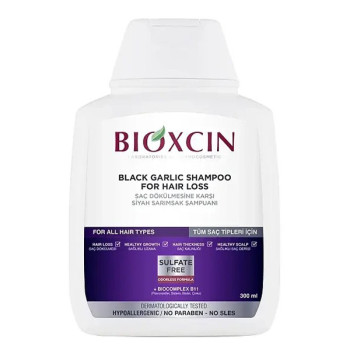 شامپو گیاهی ضد ریزش مو بیوکسین مدل سیر سیاه BLACK GARLIC
